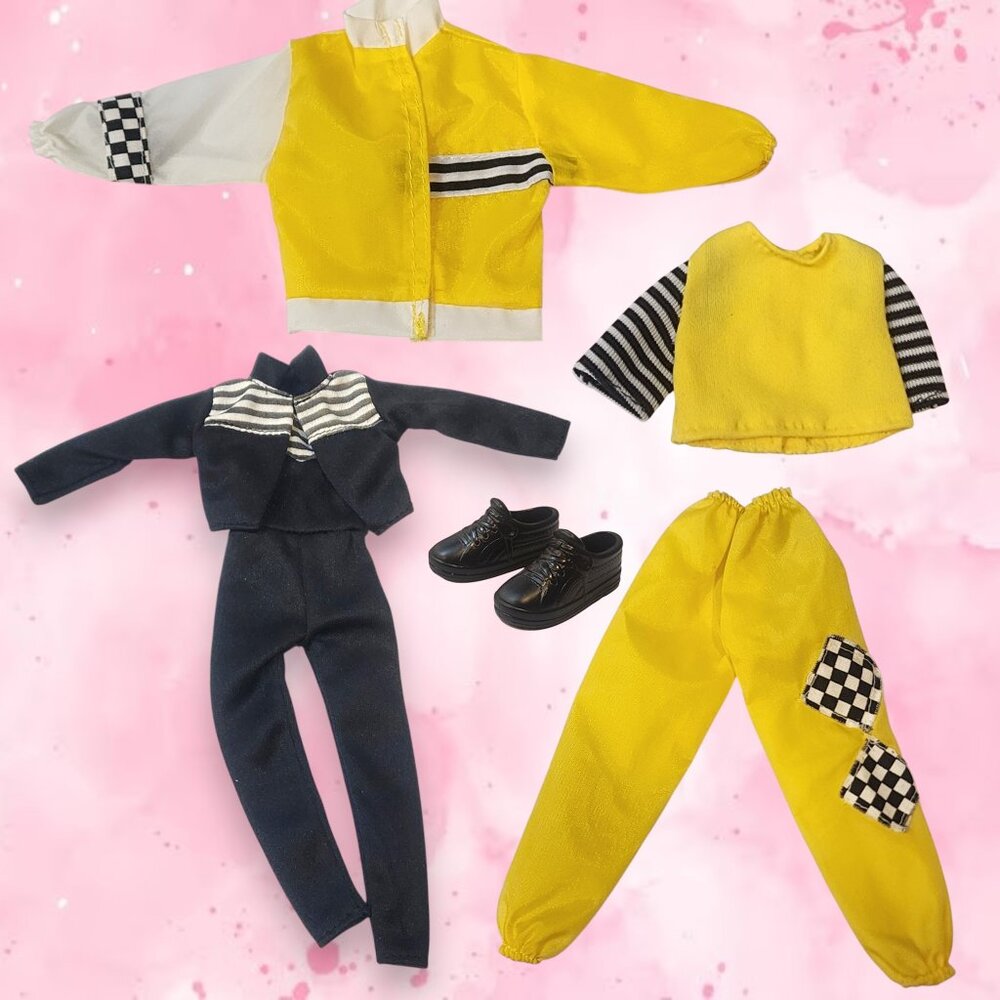 1980's Barbie & Ken Yellow and Black & White Stripes Tracksuit
